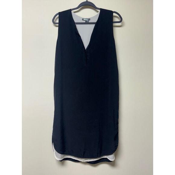 Vince Black and White Sleeveless Silk Dress - Picture 1 of 9